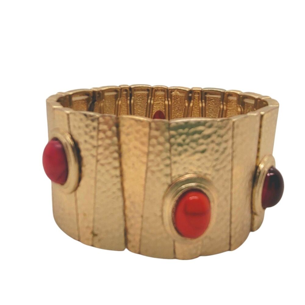 Avenue Egyptian Revival BraceletStretch Gold Tone Wear Upper ArmAcyrlic Beads